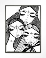 Urban Cotton Wandkleed 'Close' 110 x 145cm in Floating Frame - black