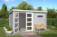 Outdoor Life Products | Tuinhuis Timian 380 x 230 | Gecoat | Platinum Grey-Wit - thumbnail