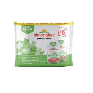 Almo Nature Anti Hairball multipack met rund en kip natvoer kat (70 g) 3 x (6 x 70 g)