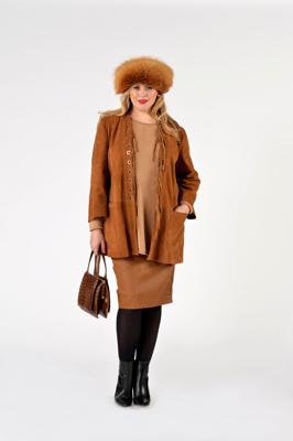 Yoek Leren stretch rok | Bruin | Maat 50