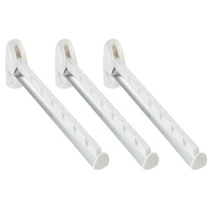 Set van 3x stuks kledinghaken inklapbaar wit 31 cm