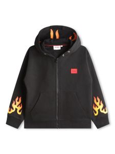 HUGO KIDS hoodie à flammes imprimées - Noir