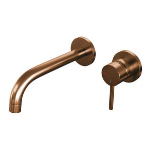 Brauer Copper Edition ColdStart wastafelkraan inbouw gebogen uitloop en rozetten model A1 koper geborsteld PVD