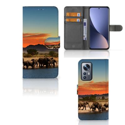 Xiaomi 12 Pro | Telefoonhoesje | Met pasjeshouder | Olifanten