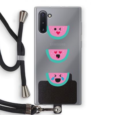 Smiley watermeloen: Samsung Galaxy Note 10 Transparant Hoesje met koord