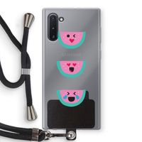 Smiley watermeloen: Samsung Galaxy Note 10 Transparant Hoesje met koord
