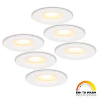Set van 6 Venezia LED inbouwspots - 6 Watt 460lm - Dim to warm - Rond - Dimbaar - IP65 waterdicht - Wit - Voor binnen, buiten en badkamer