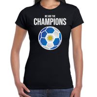 Uruguay WK supporter t-shirt we are the champions met Uruguayaanse voetbal zwart dames