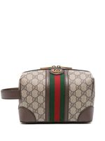 Gucci trousse de toilette en cuir à motif GG Supreme - Marron