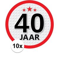 10x 40 Jaar leeftijd stickers rond verjaardag versiering   -