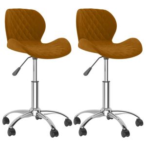 The Living Store Draaibare Eetkamerstoelen - Bruin - 39 x 51 x (71.5-83.5) cm - Verchroomd Staal en Fluweel