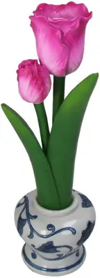 Kersten kandelaar polyresin tulp 9.5x9x27cm paars