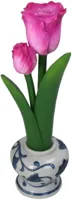 Kersten kandelaar polyresin tulp 9.5x9x27cm paars