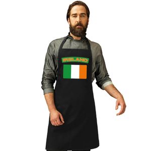 Ierse vlag keukenschort/ barbecueschort zwart heren en dames   -