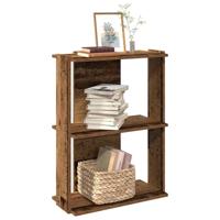 Boekenkast 3-laags 60x30x80 cm bewerkt hout oud houtkleur