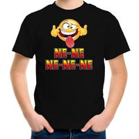 Funny emoticon t-shirt ne-ne-ne-ne-ne zwart voor kids - thumbnail