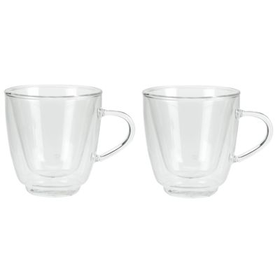 Set van 2x Koffie/espresso glazen dubbelwandig 160 ml - transparant - Koffie- en theeglazen Set van 2x Koffie/espresso glazen dubbelwandig 160 ml - transparant - Koffie- en theeglazen