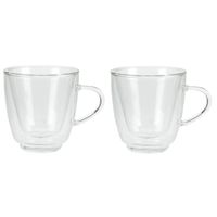 Set van 2x Koffie/espresso glazen dubbelwandig 160 ml - transparant - Koffie- en theeglazen - thumbnail