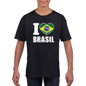 Zwart I love Brazilie fan shirt kinderen