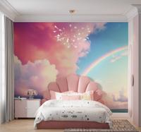 Bewolkte hemel met regenboog Fotobehang kinderkamer Bewolkte hemel met regenboog Fotobehang kinderkamer