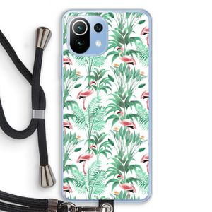 Flamingo bladeren: Xiaomi Mi 11 Lite Transparant Hoesje met koord
