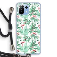 Flamingo bladeren: Xiaomi Mi 11 Lite Transparant Hoesje met koord