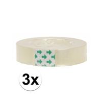 Plakband rol - 3x - voor in plakbandhouder - transparant - 2 cm x 33 m - tape