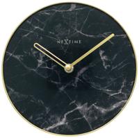 NeXtime ne-5222zw tafelklok marble table dia 20cm glas zwart