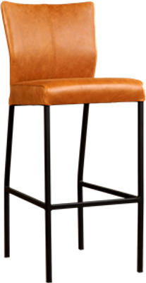 Cognac leren moderne barkruk Revolt - poot vierkant zwart - Vintage Leer Cognac (cognac leer)