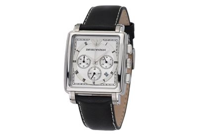 Armani horlogeband AR5935 Leder Blauw 22mm + blauw stiksel