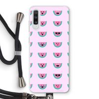 Smiley watermeloenprint: Samsung Galaxy A70 Transparant Hoesje met koord