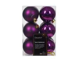 Kerstbal kunststof d6 cm vlt 12st kerst - Decoris