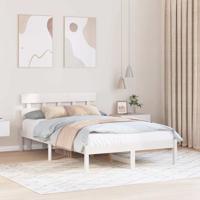 Bedframe met hoofdeinde Wit 140 x 190 cm Massief grenenhout