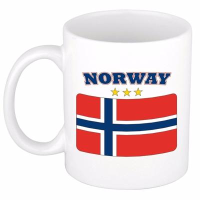 Koffie mok - Noorwegen - vlag print - 300 ml - wit - keramiek - Supporters - Landen - Beker Koffie mok - Noorwegen - vlag print - 300 ml - wit - keramiek - Supporters - Landen - Beker
