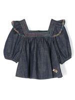 ZIMMERMANN Kids blouse en jean Aligh à volants - Bleu - thumbnail