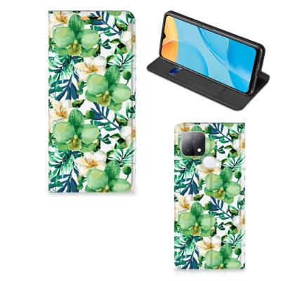 OPPO A15 Smart Cover Orchidee Groen OPPO A15 Smart Cover Orchidee Groen