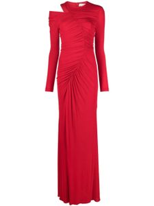 Alexander McQueen robe longue asymétrique à fronces - Rouge