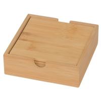 Bamboe houten glazen onderzetters - 4x stuks - vierkant - 10x10 cm