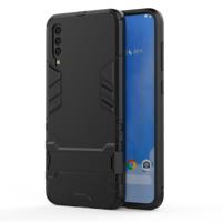 Schokbestendige PC + TPU Case voor Samsung Galaxy A70 met houder (zwart)