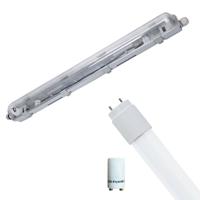 LED Waterdichte TL Armatuur met T8 Buis - Velvalux Strela - 60cm - Enkel - Koppelbaar - Waterdicht IP65 - 8W - Natuurlijk Wit 4200K