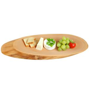 Boomstamschijf serveer/kaas plank - 45 x 17 x 2,5 cm - ovaal - berkenhout