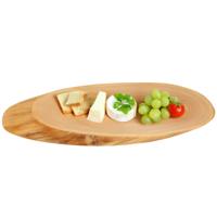 Boomstamschijf serveer/kaas plank - 45 x 17 x 2,5 cm - ovaal - berkenhout