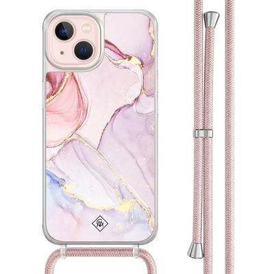 iPhone 13 hoesje met rosegoud koord - Purple sky