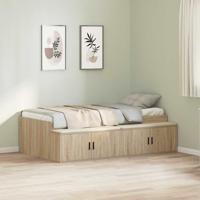 Opbergbedframe met opslag Sonoma eiken 75 x 190 cm Bewerkt hout