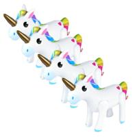 Unicorn thema opblaasbare eenhoorn - 4x - wit - 53 x 35 - Eenhoorn feest decoratie/versiering