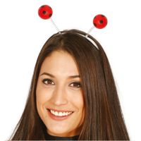Verkleed diadeem lieveheersbeestje/insect sprieten - rood - meisjes/dames - Carnaval - thumbnail