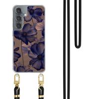 Samsung Galaxy S25 hoesje met zwart koord - Twilight petals Samsung Galaxy S25 hoesje met zwart koord - Twilight petals