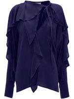 Victoria Beckham blouse en soie à volants - Bleu