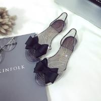 Strand Bow kunststof transparante platte schoenen Jelly Fish mond schoenen grootte: 39 (zwart)