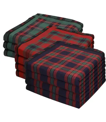 Swan 12 stuks Heren zakdoeken Ruit rood - Stoffen katoenen zakdoeken